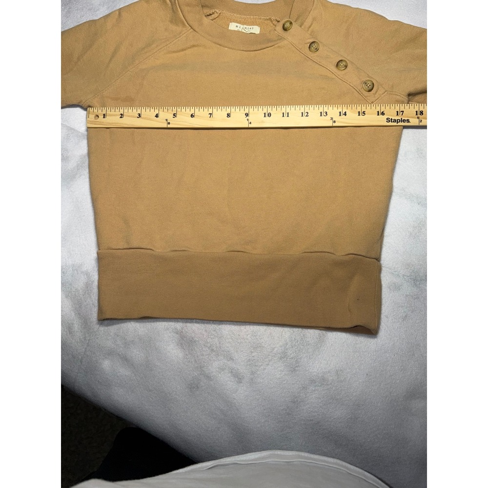 Madewell Mile(s) Sweatshirt Women XXS Tan Button Shoulder Raglan Pullover - Picture 6 of 12